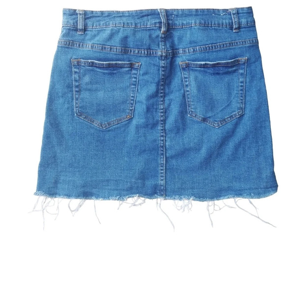 Streetwear Society Denim Jean Cutoff Skirt Embroidered Stretch L - Picture 5 of 7